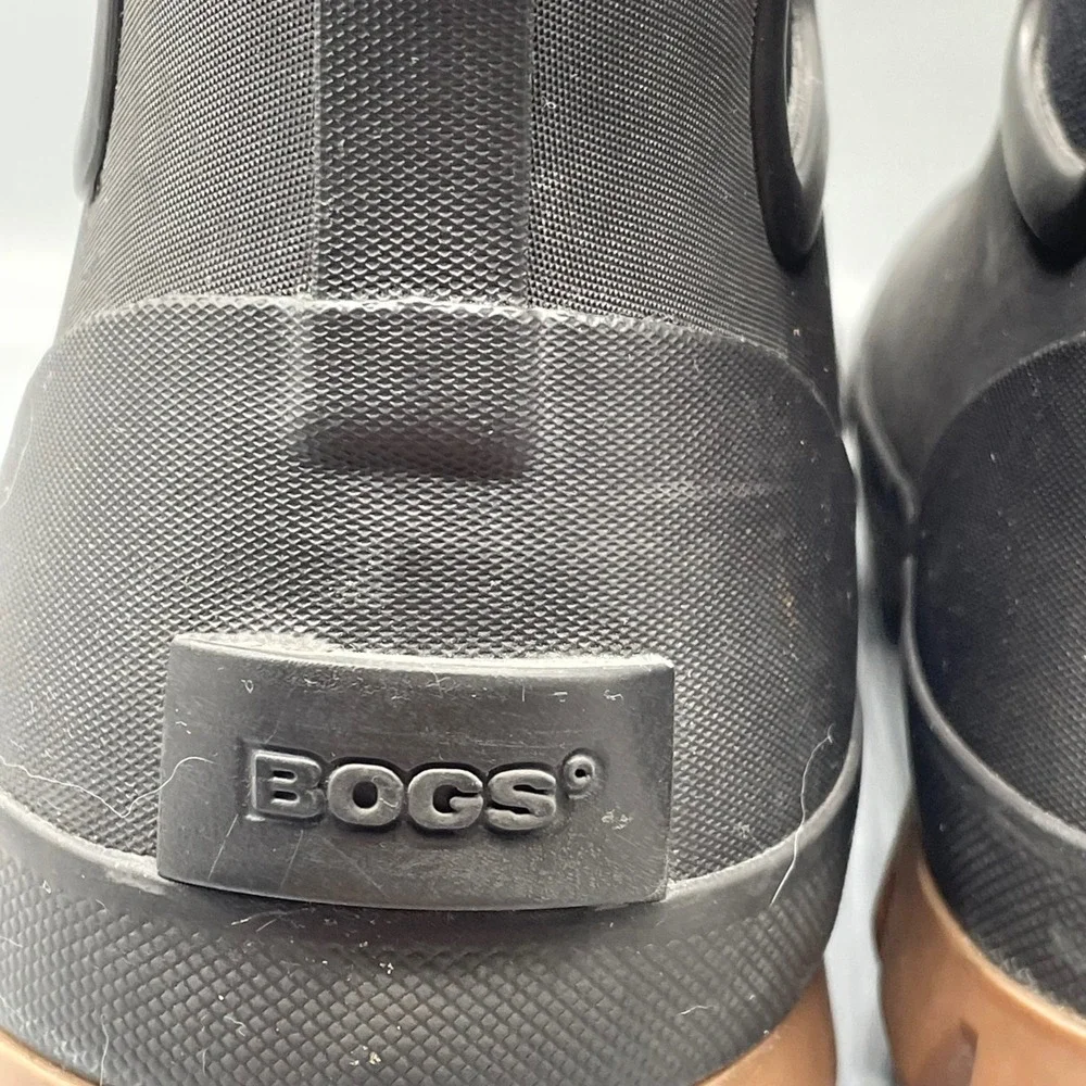 Bogs Arcata Chelse Mid Waterproof Men Rain Boots Gray Gum Lug Sole Slip On Work